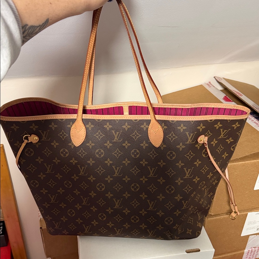 Louis Vuitton Brown and Tan Monogram Tote with matching wallet